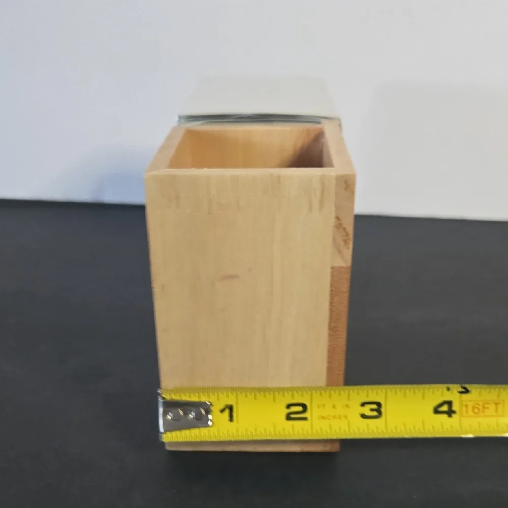NEW Threshold Natural Wood Desk Calendar and Pencil/Pen Cup